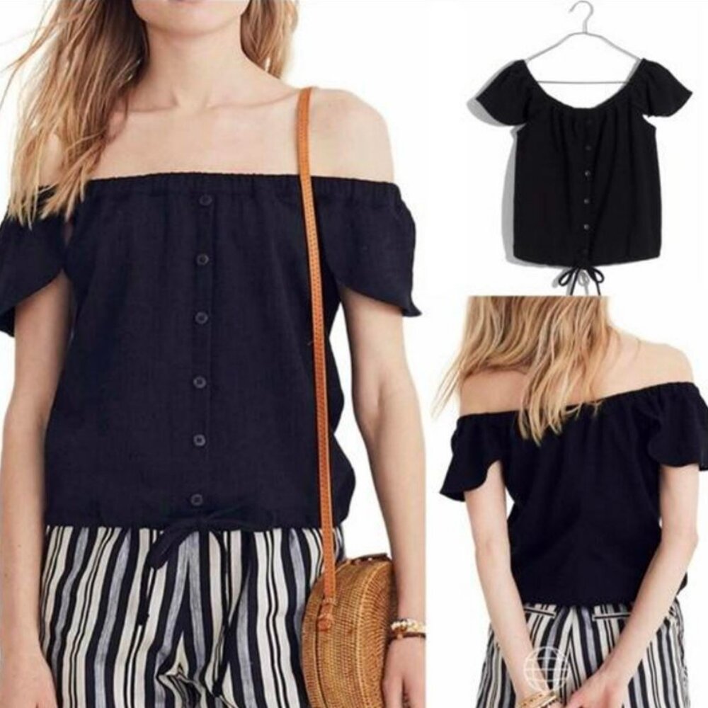 Madewell Off The Shoulder Black Top